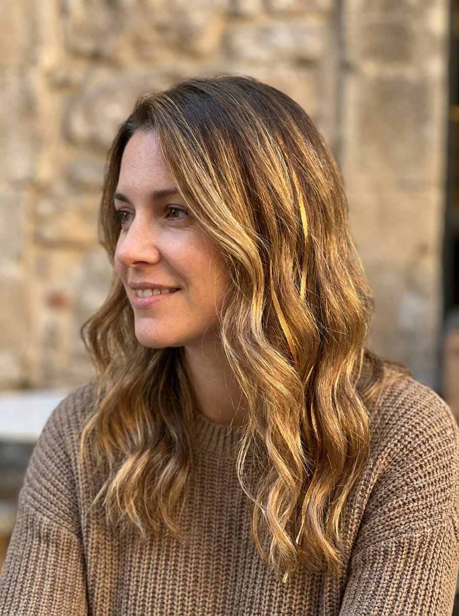 Dunkelblonde Haare mit Honig Highlights - Dunkelblonde Haare mit Highlights